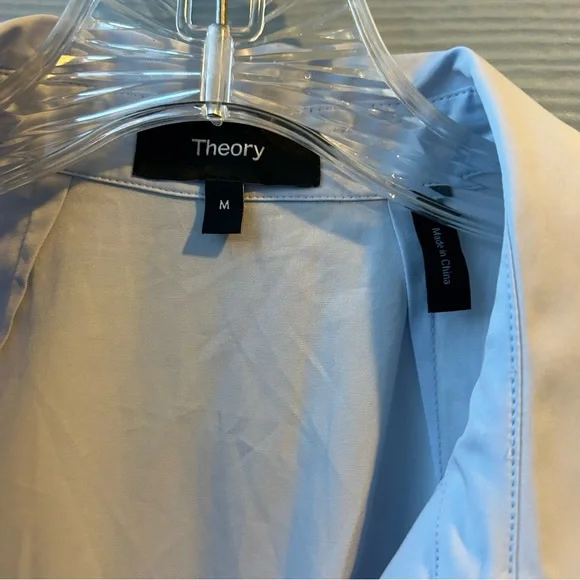 Theory Women's Sleeveless Light Blue Tie Waist Mini Shirt Dress - Picture 4 of 9